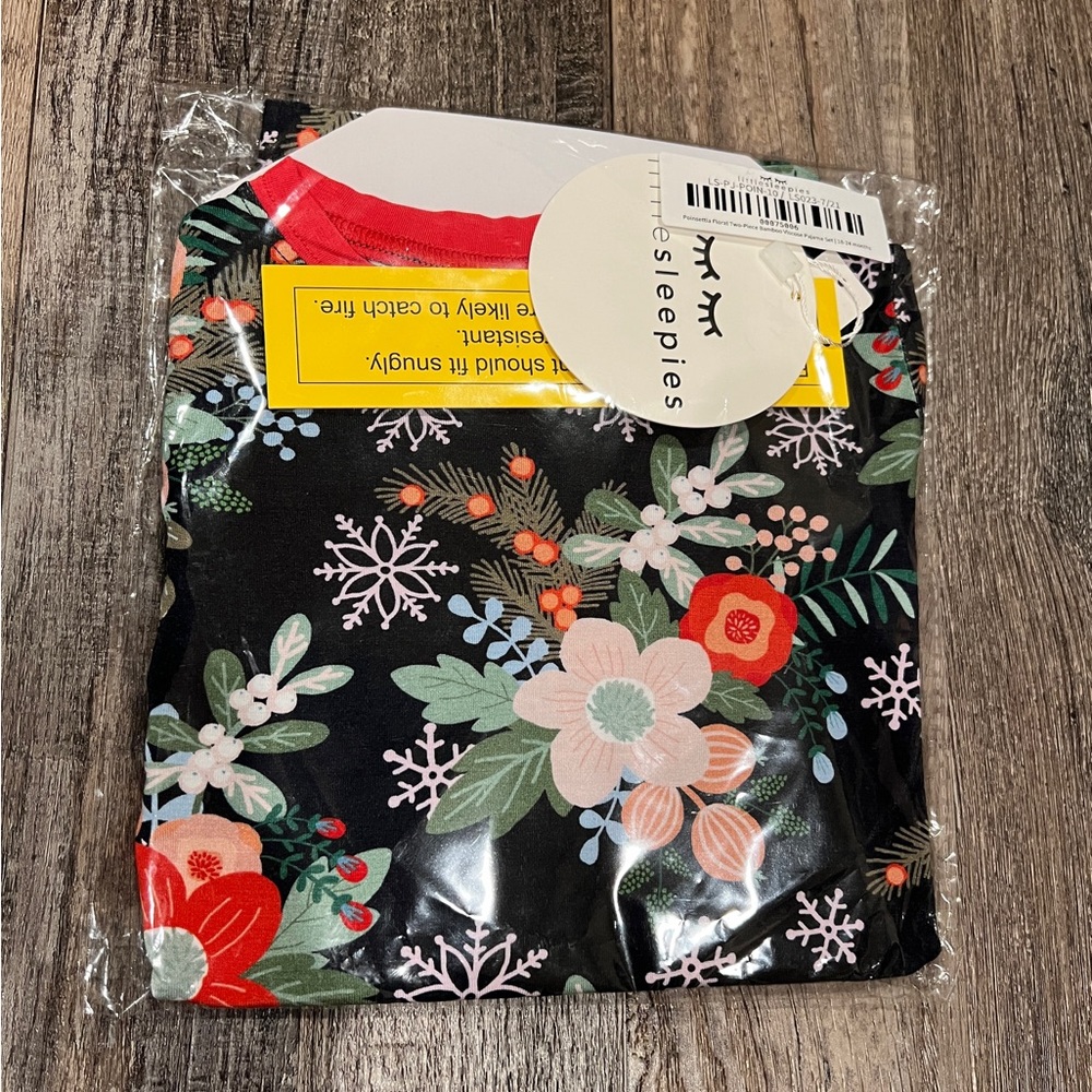 Little Sleepies Poinsettia Floral‎ Bamboo Viscose Two-Piece 18-24 Christmas New